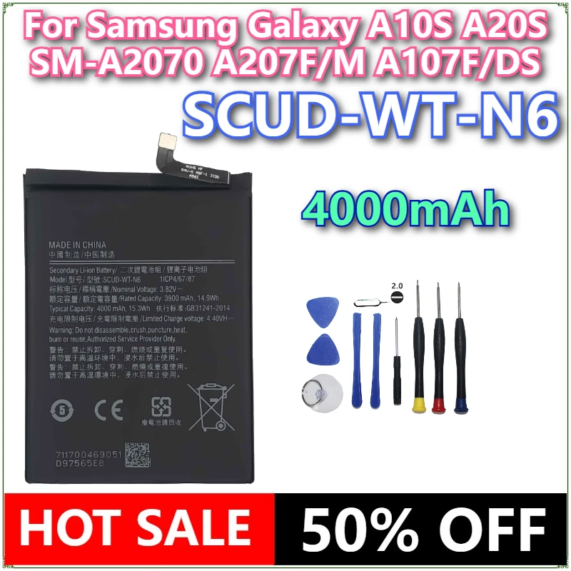 

Brand New SCUD-WT-N6 4000mAh Mobile Phone Battery For Samsung Galaxy A10S A20S SM-A2070 A207F/M A107F/DS Mobile Phone Batteries