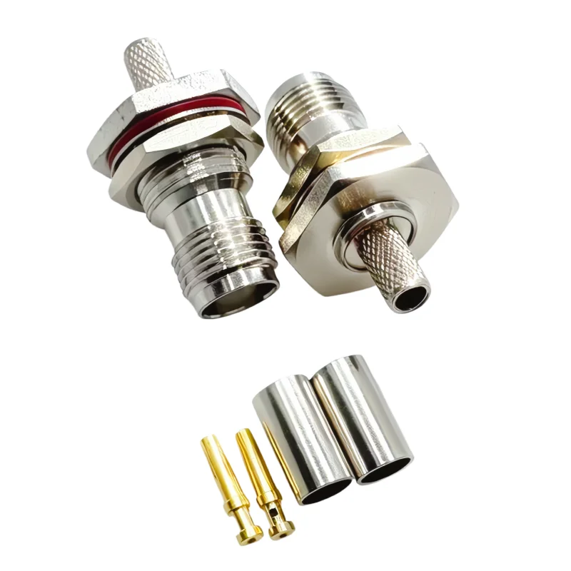 TNC Male Female Plug Jack RF Coax Connector Crimp for RG316 RG174 RG58 RG142 Cable Copper Nickelplated With Drawing NEW