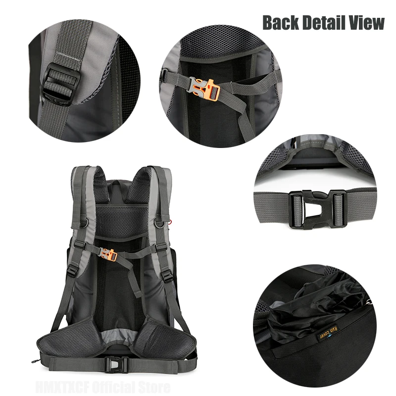 50L حقيبة السفر مع غطاء للمطر في الهواء الطلق تسلق التخييم مقاوم للماء المشي لمسافات طويلة الرحلات حقيبة الرجال Daypack تنفس BackSupport