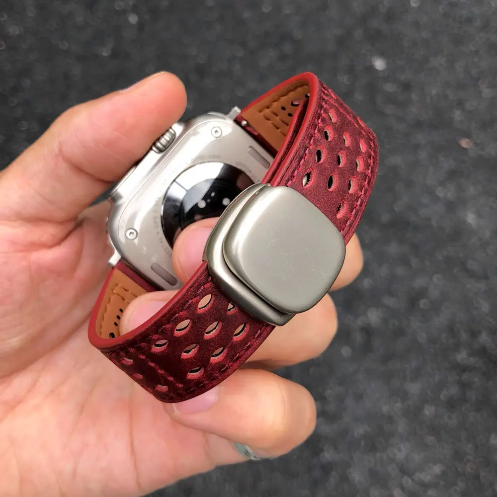 Breathable Strap For Apple Watch Ultra 49mm 46mm 42mm Watchband Magnetic Bracelet For Iwatch 10 9 8 4 SE 34/40/41mm 44/45mm Band