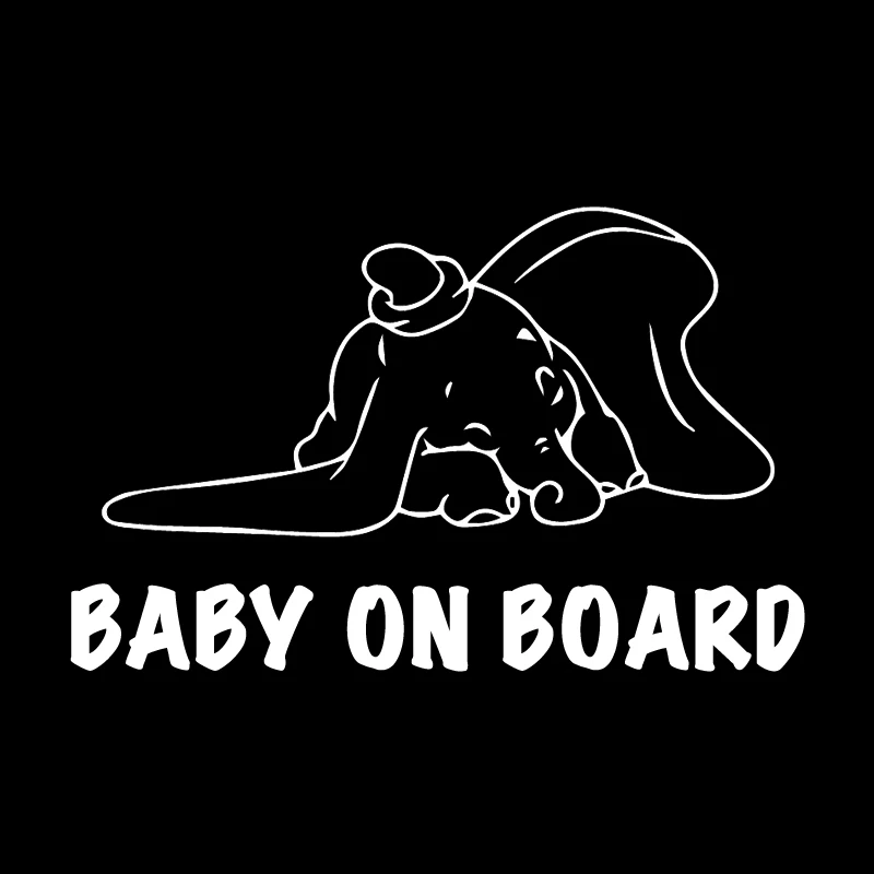 Sleeping Elephant BABY ON BOARD Warning Car Sticker Funny Window Decoration Decal