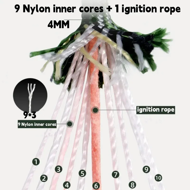 10-Core 750 LBS الجيش Paracord عاكس بقاء حبل للتخييم التنزه التكتيكية استخدام مشعل نار متعددة الأغراض مضفر الحبل #4