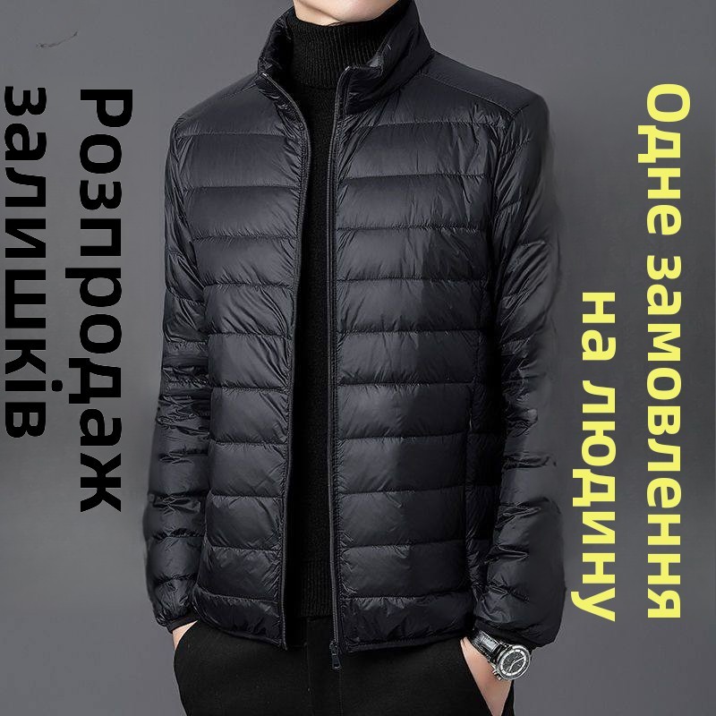  Lightweight Cotton Jacket Men's Autumn Winter Stand Collar Casual down Cotton Coat Hooded Short Size Large Thin Warm 