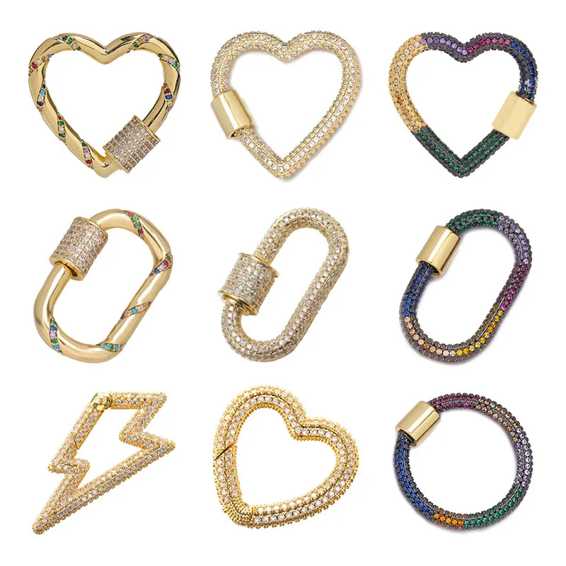 Juya 18K Gold Plated Decorative Spiral Bolt Fastener Carabiner Clasps Accessories For DIY Fashion Pendant Chains Jewelry Making