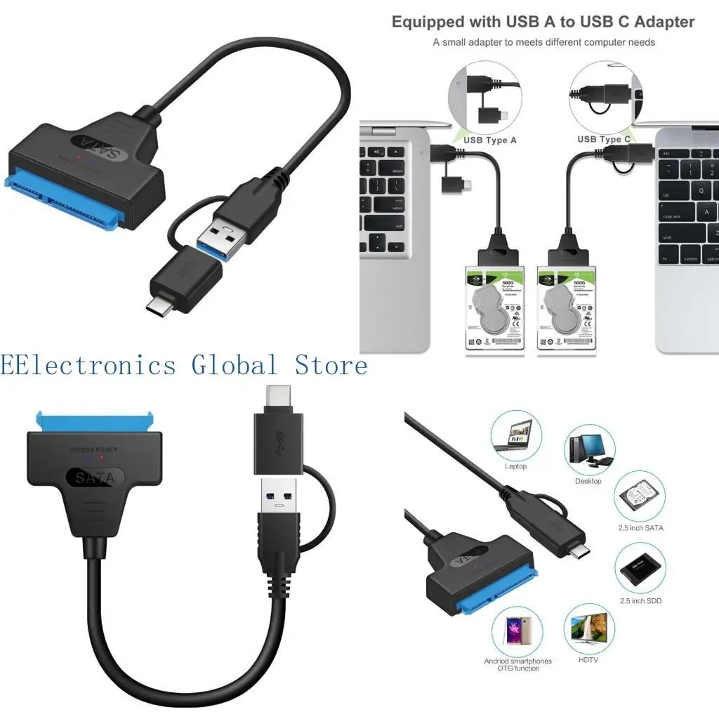 

462B Кабельный адаптер-конвертер с питанием USB для ноутбука 2,5-дюймовый HDD SSD DVD Жесткий диск