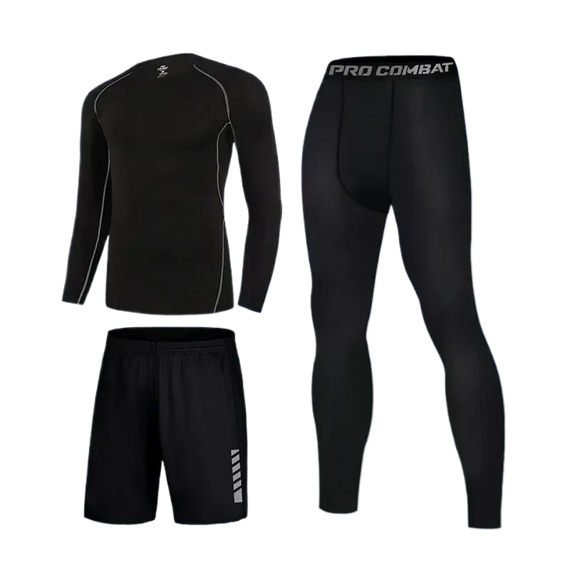 Men's high elasticity compression fast drying running equipment spring and summer new comfortable sports training clothes