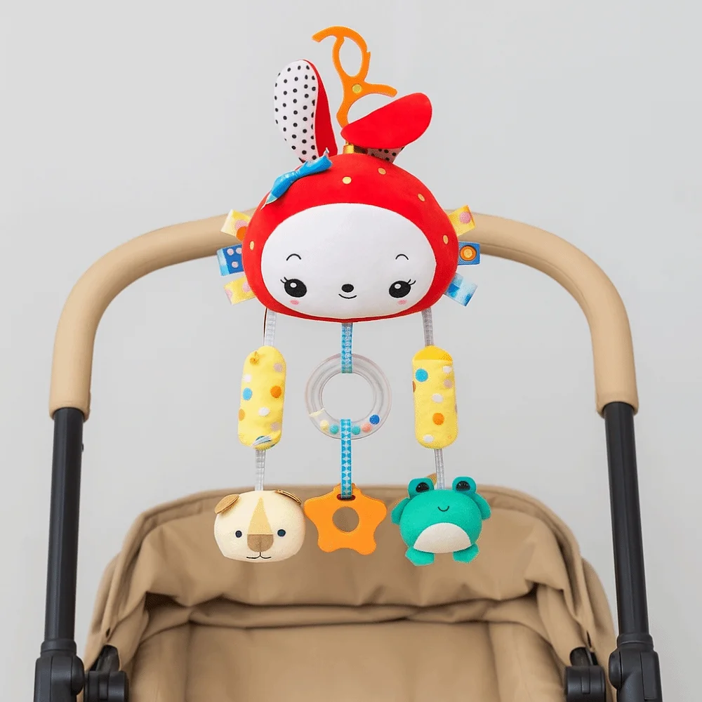 Design carino Sonaglio per bambini Giocattoli Afferrare la capacità di addestramento Campana Giocattoli Passeggino Giocattoli appesi Materiale peluche Animale di pezza