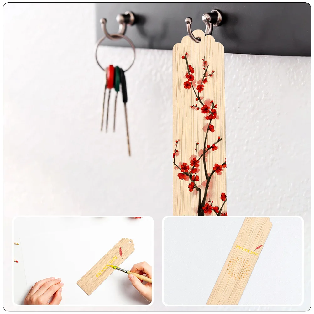 

10Sets Wooden Bookmarks Blank Page Markers DIY Hanging Tags Carving Bookmarks Reading Accessories Gift for Students
