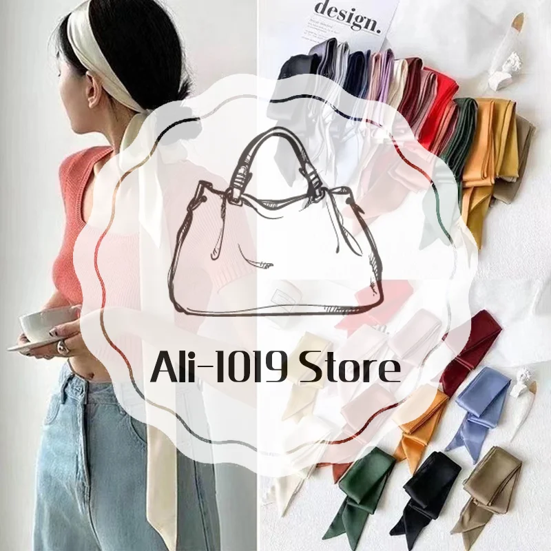 5x200cm Satin Silk Narrow Scarf Neckerchief Solid Neck Scarves Long Silk Thin Scarf Head Neck Hair Band Bag Ribbon Headbands DI