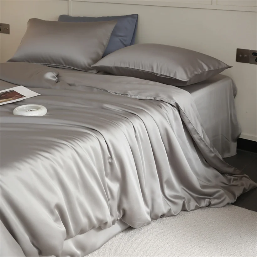 Mulberry Zijden Beddengoedset Luxe Natuurlijke 100% Zijden Dekbedovertrekset Laken Kussensloop Enkel Dubbel Laken King Queen Size