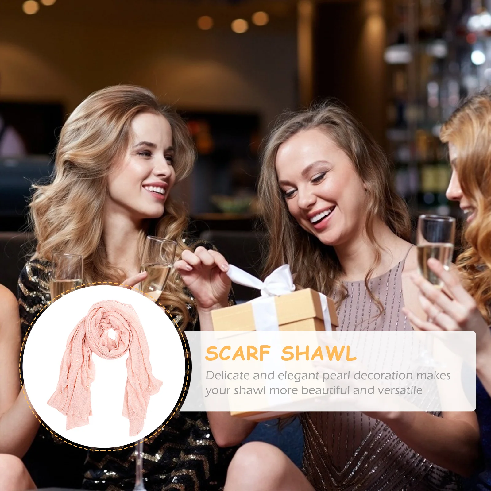 

Pearl Turban Shawl Headscarf Women Luxury Cotton Silk Graceful Multi-purpose Outdoor Comfortable Scarves Elegant Pearl Decorated