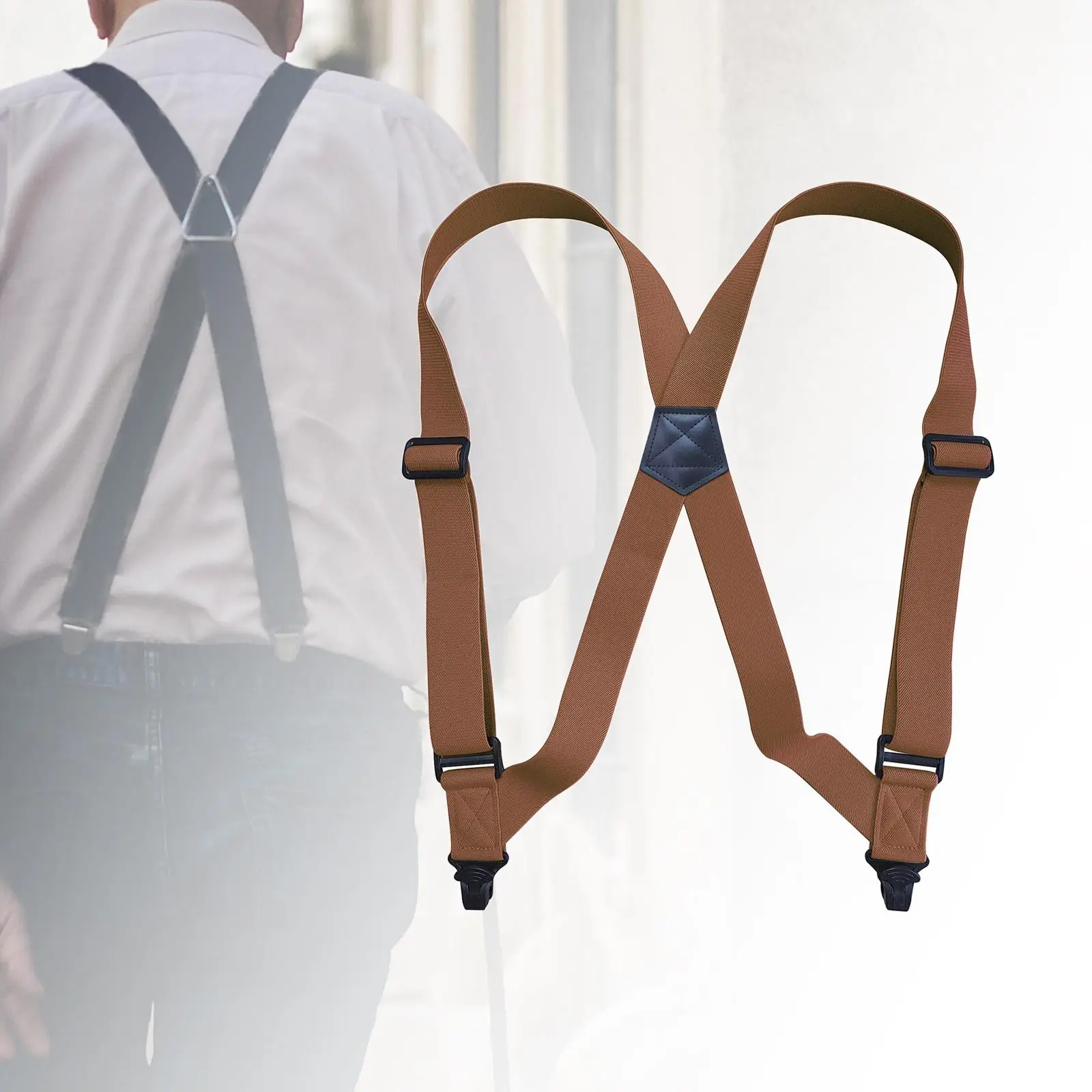 Suspender Fashion untuk pria, celana pendek Denim serbaguna dapat disesuaikan, elastis