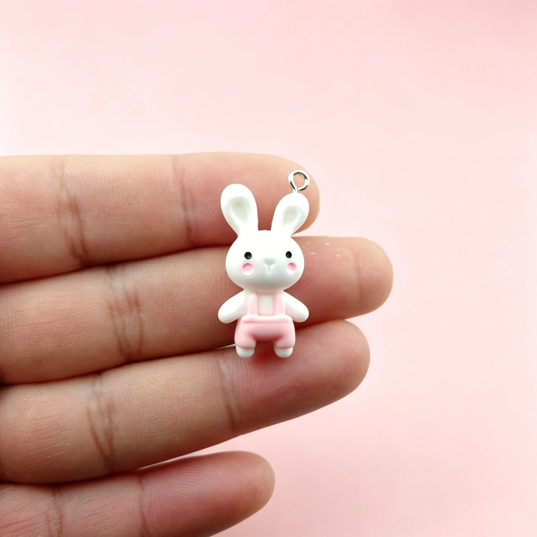 10pcs Cute Bear & Rabbit Resin Charms Set