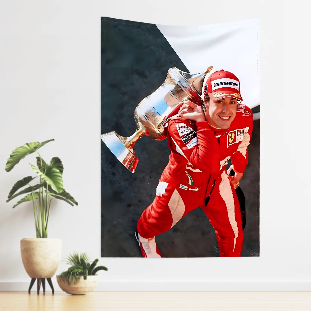 1 قطعة الرياضة التنافسية الكلاسيكية F1 لاعبين فرناندو ألونسو نسيج غرفة ديكور قماش صوفي حفلة معلقة خلفية غرفة الطفل #4