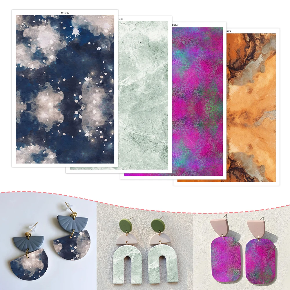 

Shinning Abstract Ink Color Soft Ceramic Earrings Water Soluble Disposable Sticker for Diy Jewelry Making Decal