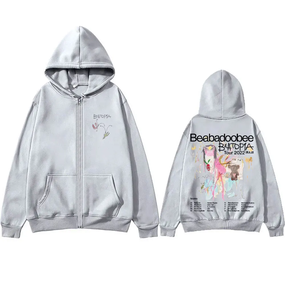 Beabadoobee Beatopia Tour Zipper Hoodie für Männer und Frauen, Modischer Trend, Reißverschlussjacke, Lässiger Fleece-Oversized-Zip-Up-Sweatshirt für Herren – Detail 6