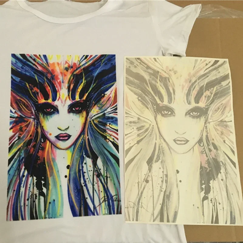 Impresión de camisetas A3/A4 en papel de transferencia térmica, tela ligera, proceso de tela, pegatina, decoración, ropa brillante, pegatinas de camisetas