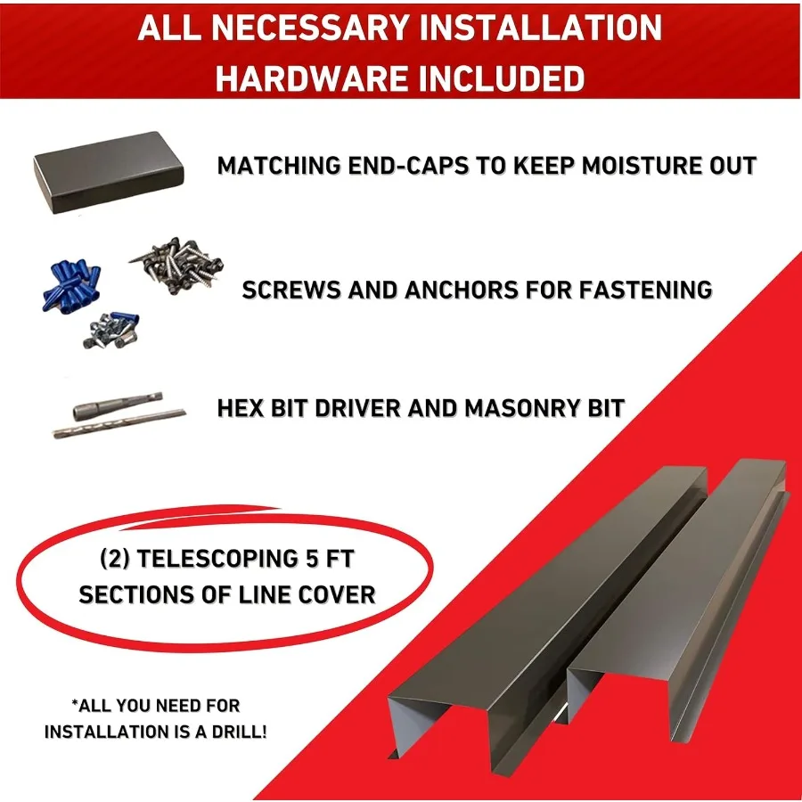 EAGLE 1 Juego de cubierta de línea metálica para bomba de calor de aire acondicionado central y mini dividido, varios tamaños y colores (6x4 blanco)