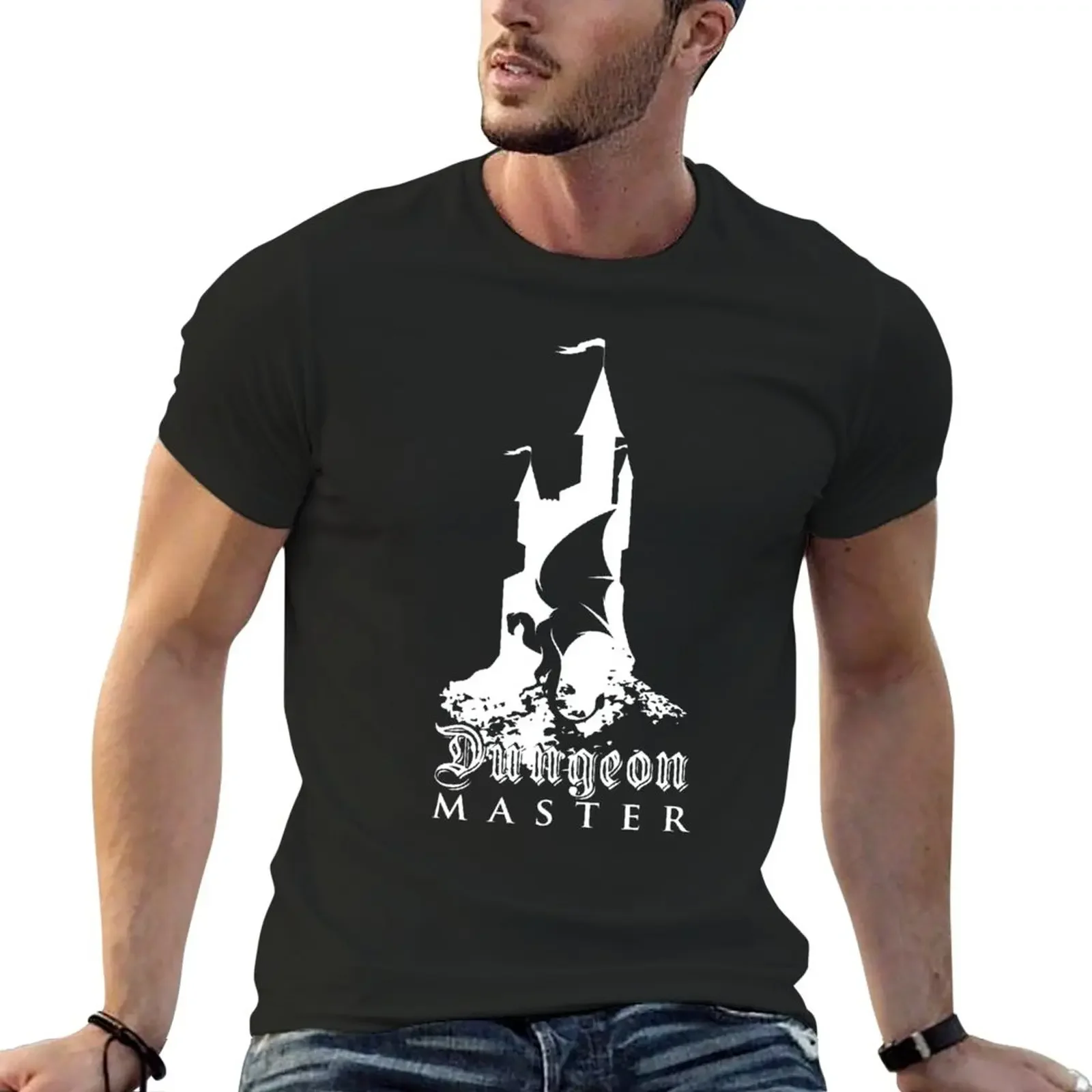 Dungeon Master Dragon Castle Print T-Shirt oversized tops blanks men clothings