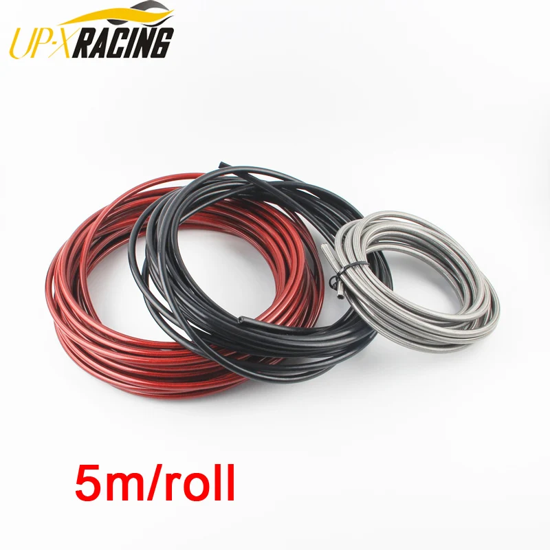 5m/lot AN3 braided Stainless Steel Ptfe brake line hose FLUID HYDRAULIC Precise Brake Hose PU cover Motorcycle Gas Oil Fuel Line