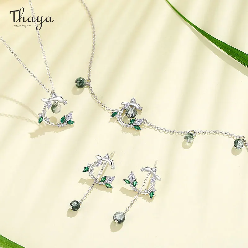 

Thaya Elegant S925 Silver Jewelry Set for Fashion Women Ring Engagement Elegant Bracelet Pendant Necklace for Gilr Party Jewelry