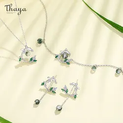 Thaya Elegant S925 Silver Jewelry Set for Fashion Women Ring Engagement Elegant Bracelet Pendant Necklace for Gilr Party Jewelry