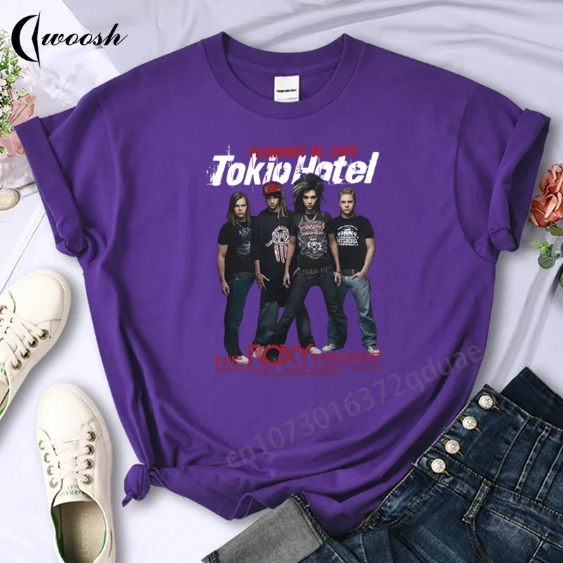 Germany Rock Band Tokio Hotel Beyond The World Tour Womens Fashion Casual Cotton Short Sleeve T Shirt Hip Hop Fans Punk Tee Tops