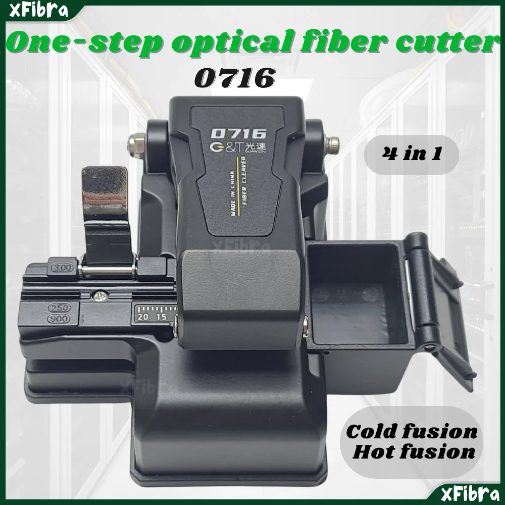 High Precision One-Step 0716 Optical Fiber Cleaver with Waste Bin 4-in-1 Fiber Fixture for Fusion Splicing and Cable Cutting