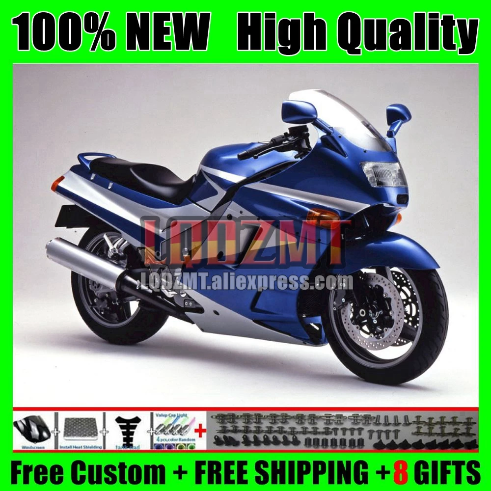 ZZR1100 For KAWASAKI NINJA ZX-11R ZX11R 93 94 Blue Silvery 95 96 65No.147 ZX11 ZZR 1100 ZX 11R 1997 1998 1999 2000 2001 Fairings