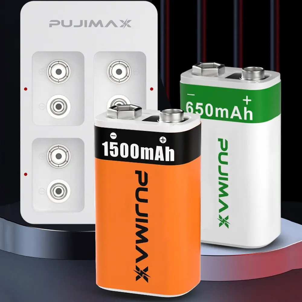 Adaptateur de station de charge rapide à 2 emplacements, chargeur de batterie Intelligent pour Batteries rechargeables au Lithium 9V 6F22 Ni-MH/ni-cd/Li-ion