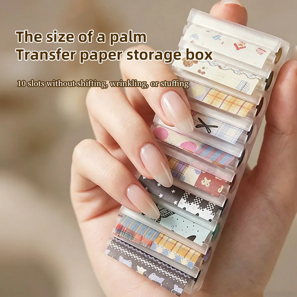 KANIU 10.2X4.3CM Macaron Colors Transfer Paper Storage Box  Rotating Storage Tool Comes with a Heart-Shaped Paper Dispenser