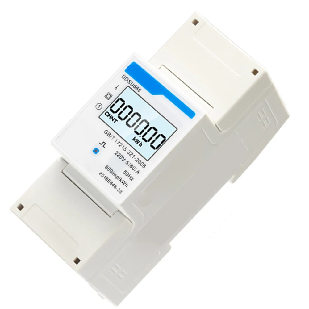Smart 220V Single Phase KWH Meter DIN Rail Mount Digital Screen RS485 Interface For Home And Rental Property Power Consumption T