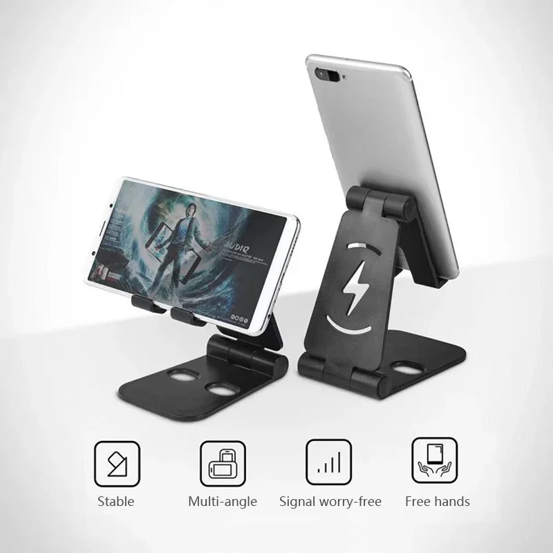 Mobile Phone Holder Seat Desktop Double Adjustable Lazy Support Shelf For Mobile Phone Tablet Charging Base Bracket