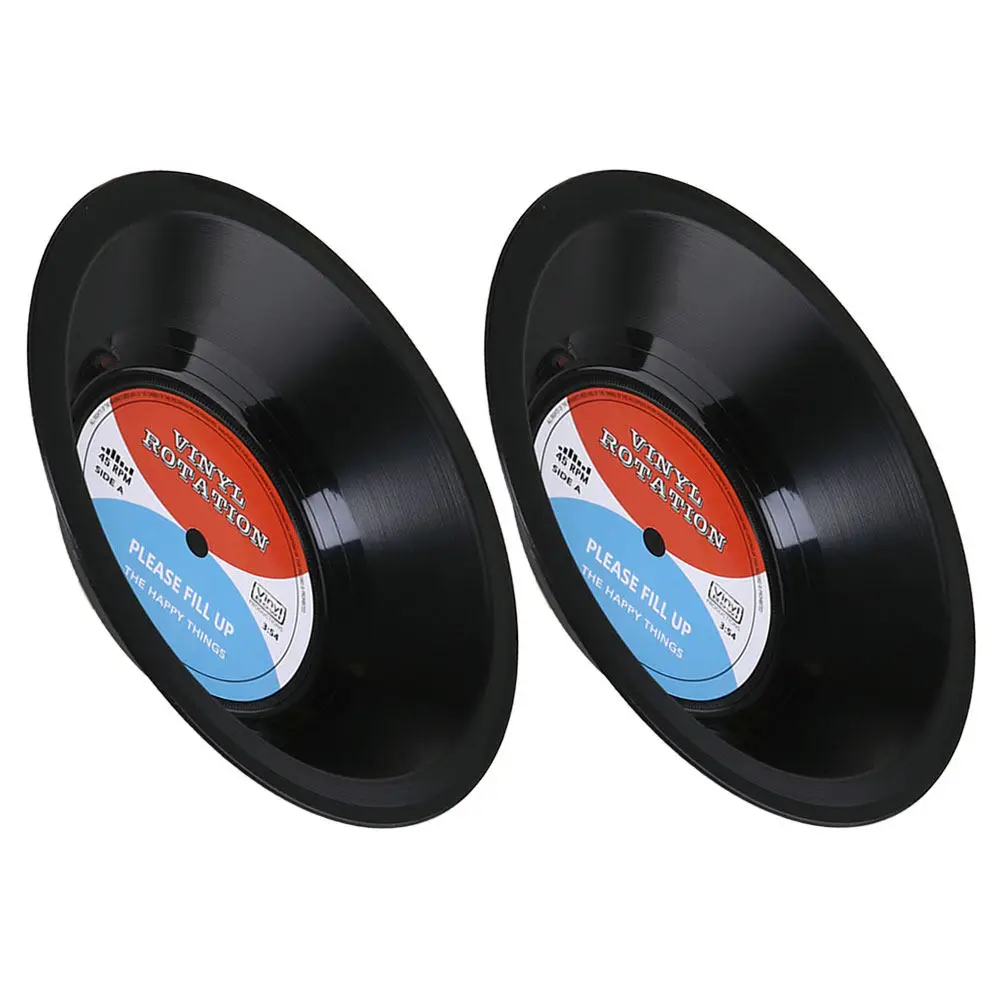 2Pcs Retro Cd Record Design Snack Tray Popcorn Bowl Fruit Dish Candy Server Veggie Tray Movie Night Party Serving Dish