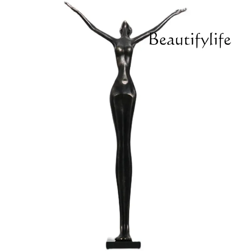 Nordic humanoid art sculpture creative ball holding hotel lobby exhibition hall floor ornament