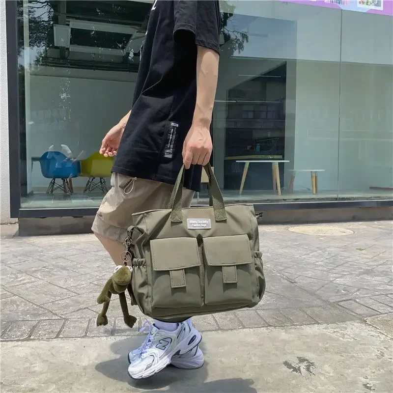 Waterproof Shoulder Bag Women's Multi Pocket Nylon Messenger Bag Preppy Canvas Handbag Women image 3