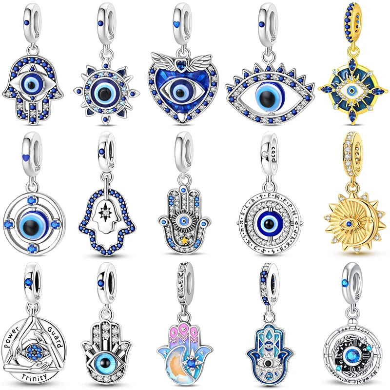 925 Sterling Silver Evil Eye Guardian's Hand Charms Pendants For Women Fit Original Bracelet DIY Festival Party Jewelry Gifts