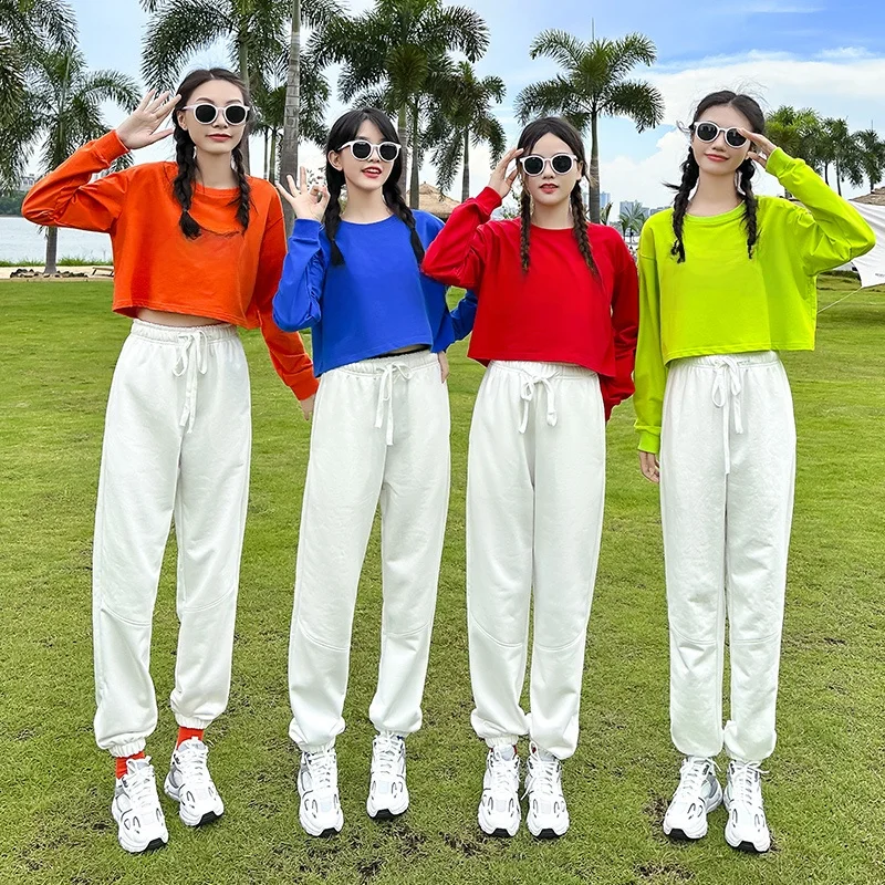 

Корейский танцевальный костюм для женщин: топ и юбка для биленгвального танца, фитнеса, джаза, выступлений, для взрослых и студентов, из смесового хлопка