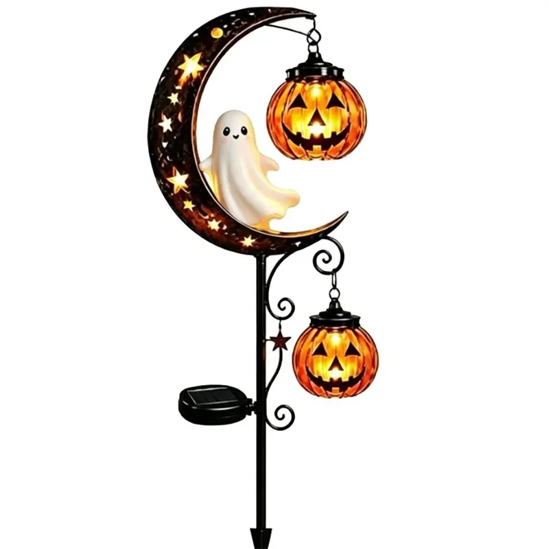 AAAF Waterproof LED Halloween Pumpkin Moon Light Solar Powered Garden Lawn Light Metal Outdoor Decor For Yard For Pathway Patio