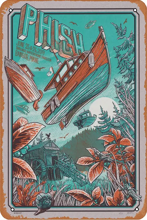 Phish Bangor 2019 (Artist Edition) Concert Posters Vintage Metal Tin Sign The for Bars, Restaurants, Cafes, Pubs Decor Gifts 8 x