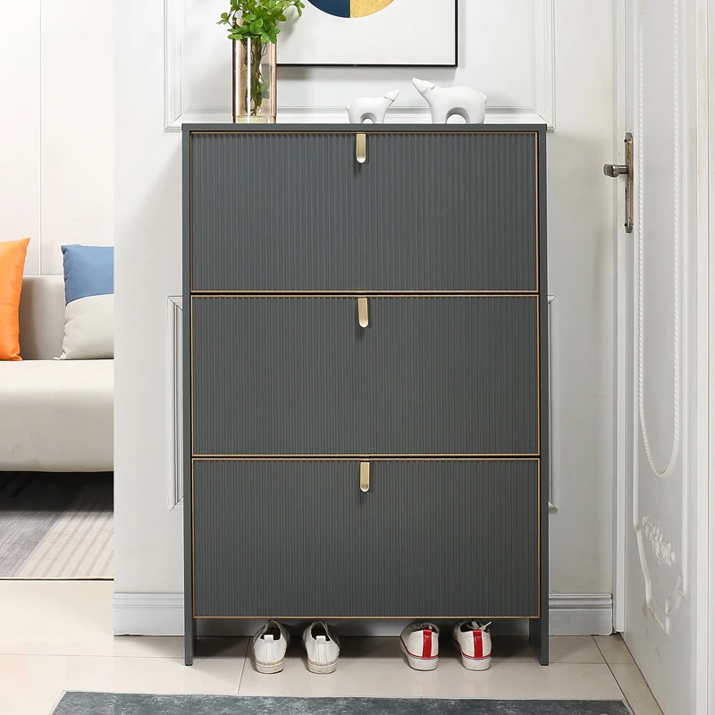 Light luxury ultra-thin all-aluminum alloy tipping bucket household door corridor storage cabinet