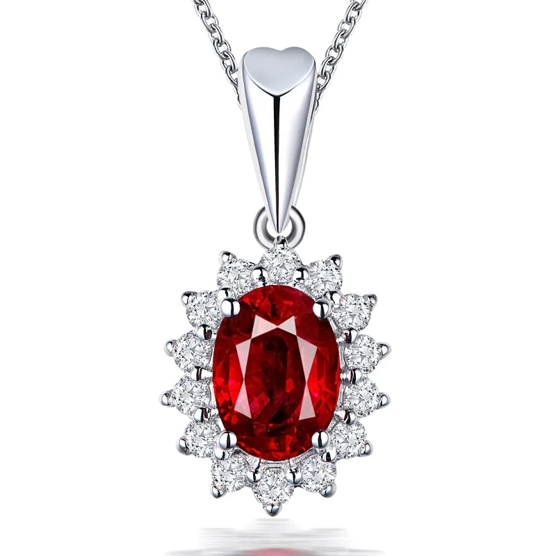 Wedding Ruby Pendant Necklace for Women - Fashionable and Elegant Crystal Collar Chain - Women's Jewelry