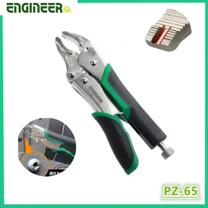 ENGINEER PZ-65 Serrated Jaw Locking Pliers, Professional Screw Extractor Electrician Repair Tool