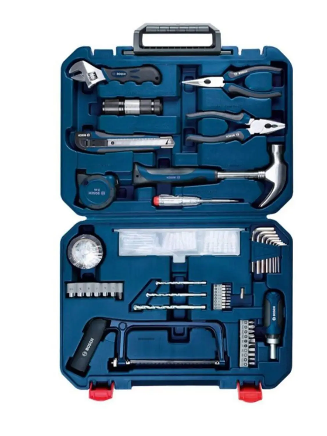 BOSCH ‎   Alles-in-één-set 108-delige ratelschroevendraaier inbussleutel meerdere boorbits extra prestatiegereedschap blauwe harde koffer - afbeelding 2
