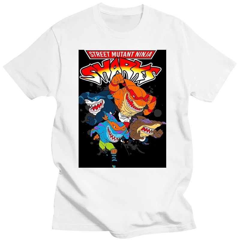 Men's Mutant Ninja Classic T Shirts Street Sharks Jab Animated Pure Cotton Clothing Funny Short Sleeve Round Collar Printed