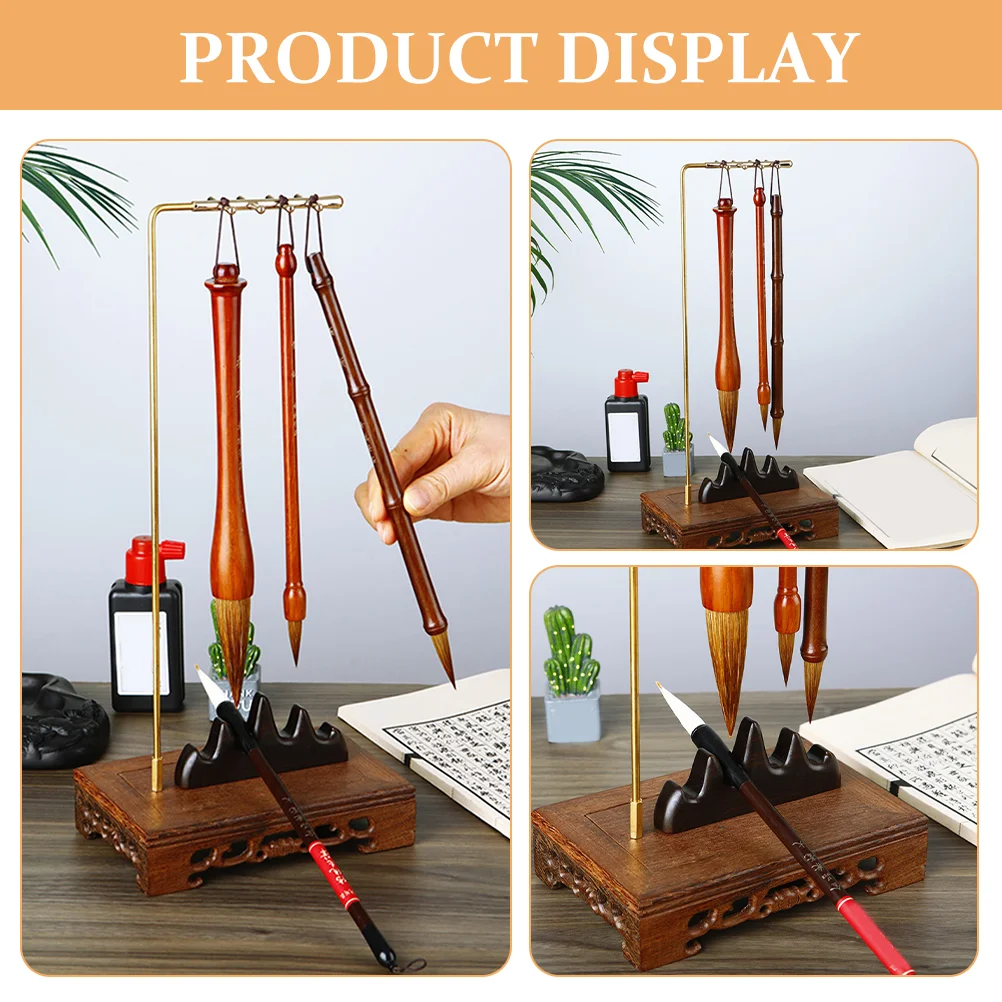 Calligraphy Chicken Wing Wood Pen Hanging Paint Brushes Multi-purpose Holder Wooden Desktop Rack