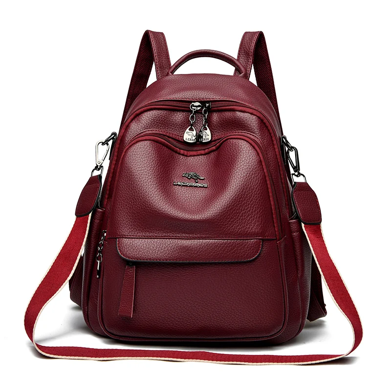 Women \'s Backpack Shoulder PU High-Capacity Ladies 2024 Year Women\'s Bags School Travel Bag Fashion For Girls wallet