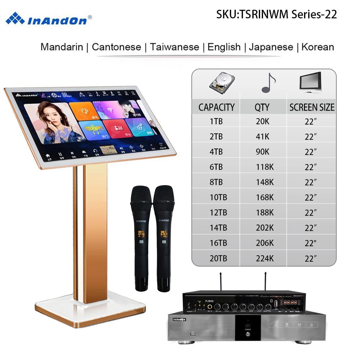 TSRINWM MIC INANDON Karaoke Player Machine Dual System Coexistence Real Time Score The Newest Stytle 22