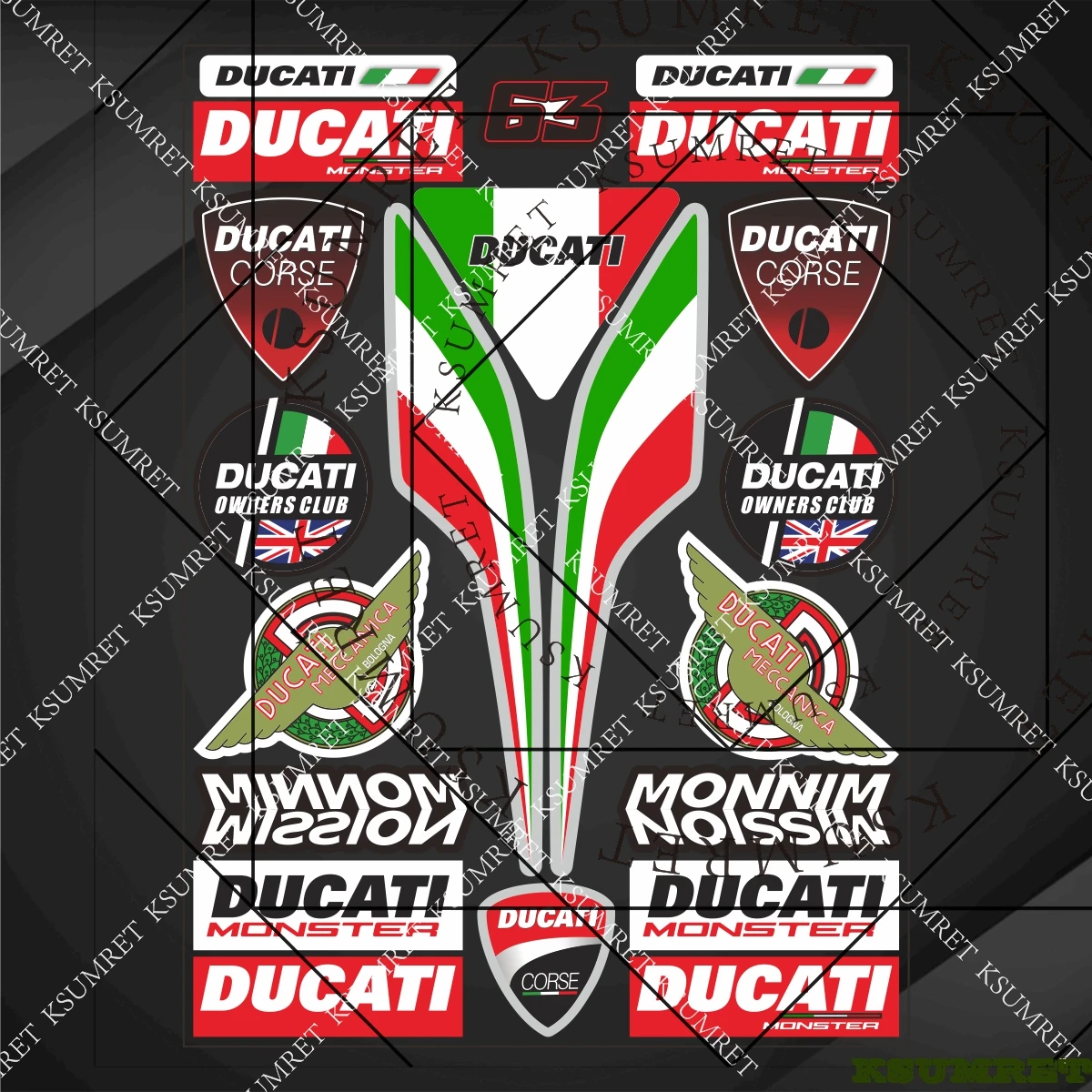 Aufkleber-Set für Ducati Motorräder