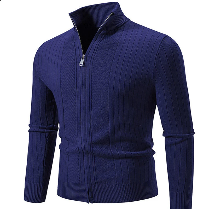 Cardigan masculino estilo coreano moda inverno jaqueta de malha masculina cor sólida casual suéter com zíper